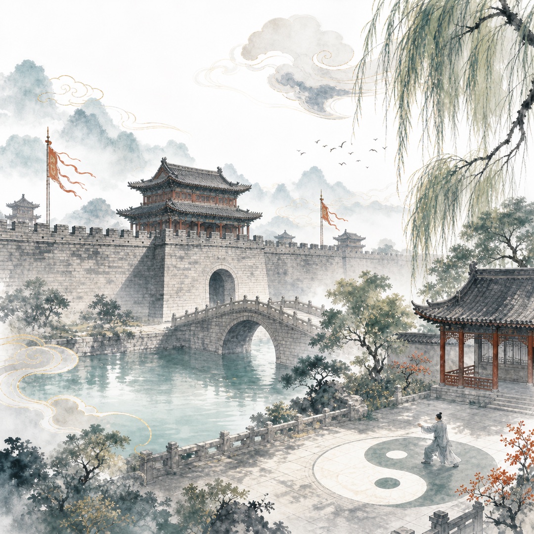 广府古城水墨山水